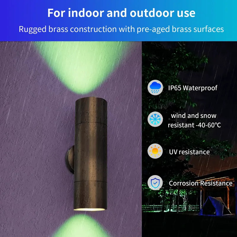 Durable Brass Outdoor LED Wall - đánh giá và giá Smart Garden