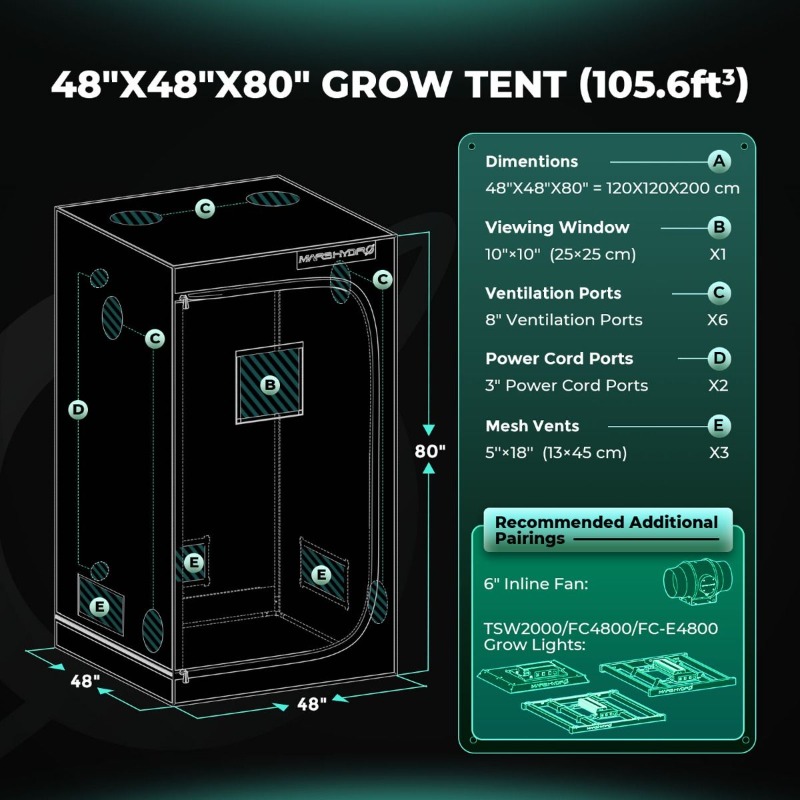 480W 4x4ft 120x120cm FC4800 EV - đánh giá và giá Grow Tent Complete Kit