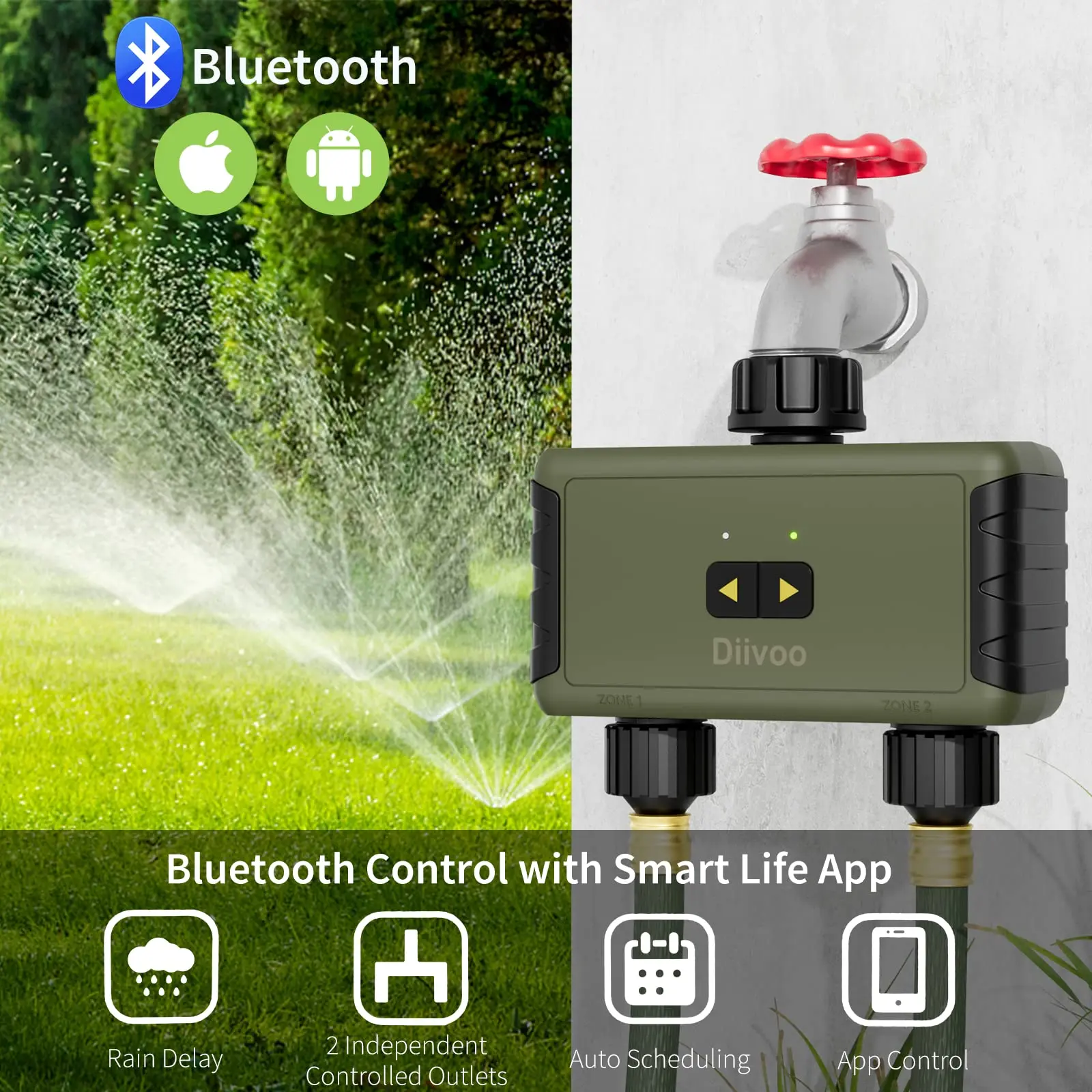 Diivoo Timed Sprinkler for Blu - đánh giá và giá Smart Garden Valve