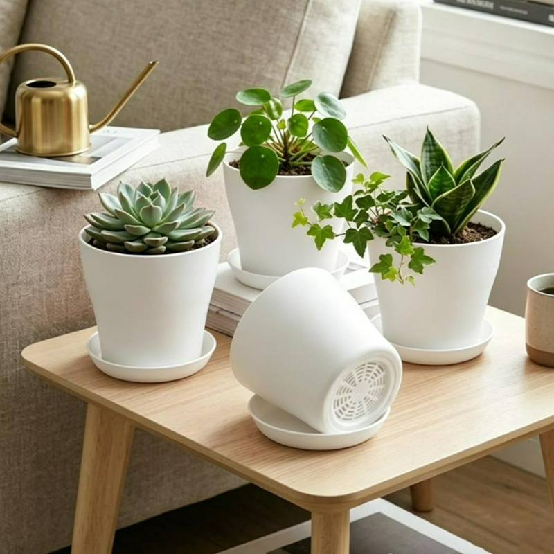 Plant Pot Set with Drainage Ho - đánh giá và giá Indoor Herb Garden Kit